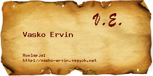 Vasko Ervin névjegykártya